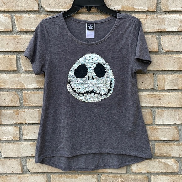 Girls T-Shirt The Nightmare Before Christmas Reversible Glitter Design Size L
